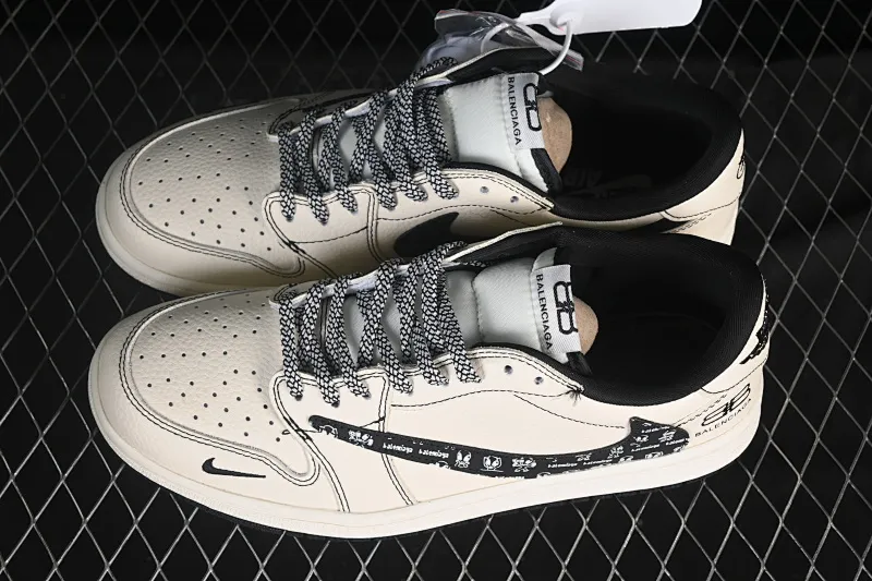 All categories Air Jordan Jordan series basketball shoes Air Jordan 1 Low High-end customized low-top sneakers Travis Scott x Fragment Design x Air Jordan 1 Low OG SP AJ1 Joe 1 joint off-white black hook Paris print low-top cultural casual sneakers DS2025-002